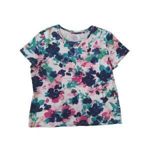 Studio Works Colorful Floral Pattern Short Sleeve The Studio Tee Petite Large